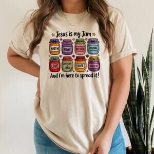 Women Christian Shirt Jesus is my Jam Faith Tee Graphic Print Unisex